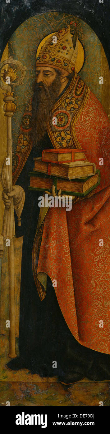 Sant Agostino, 1480s. Artista: Crivelli Carlo (c. 1435-c. 1495) Foto Stock