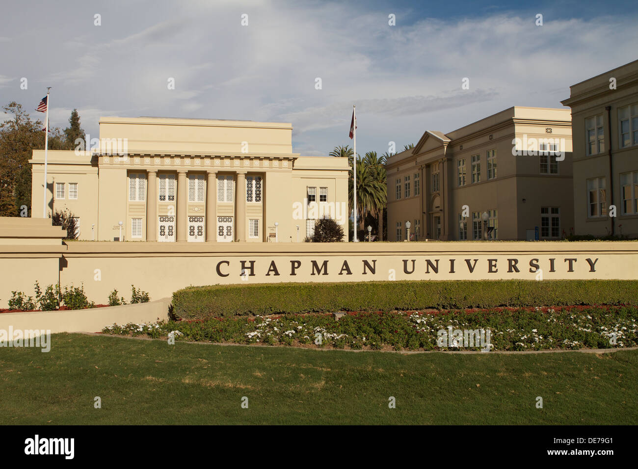 Una street view Chapman University nella città di Orange in California Foto Stock