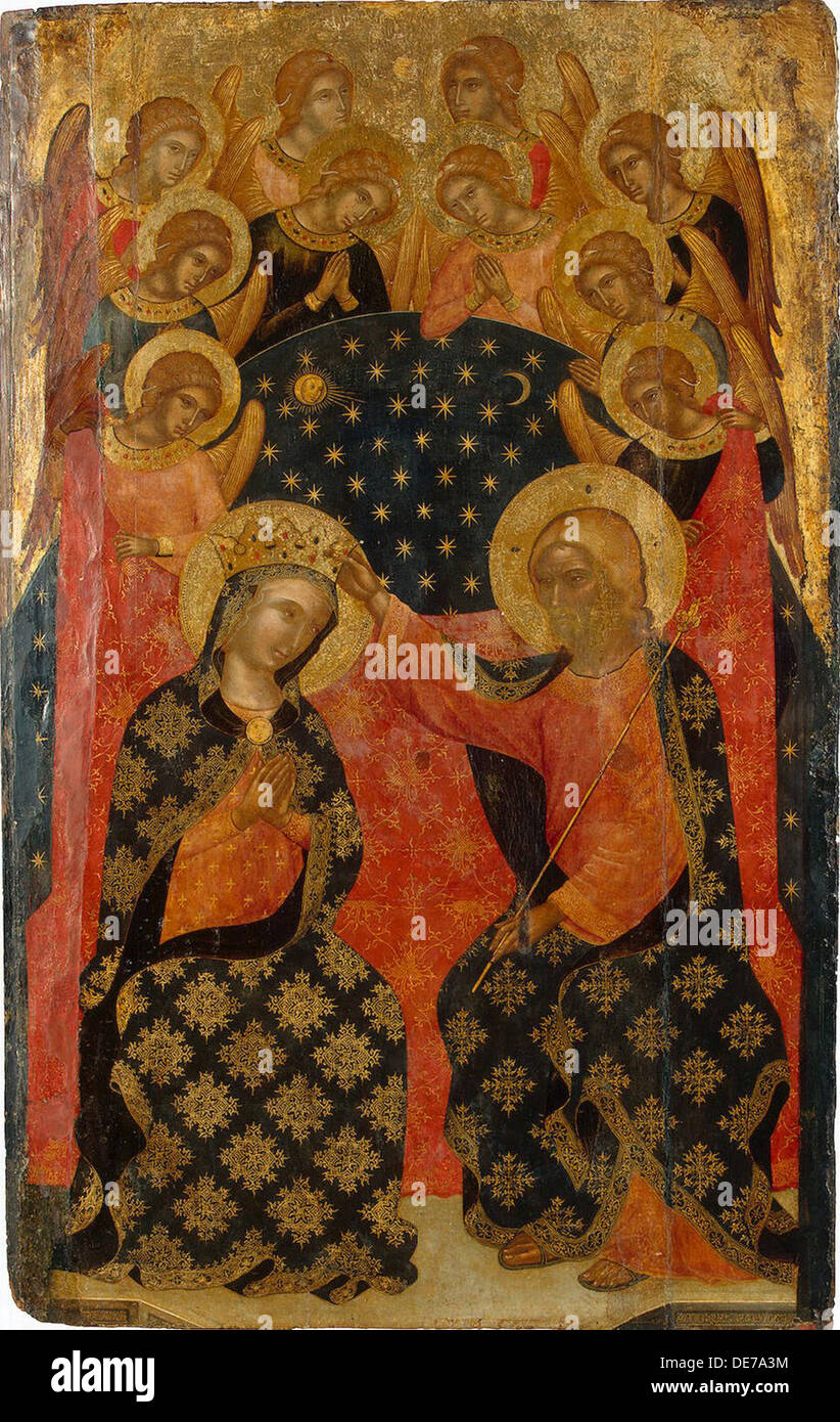 L'Incoronazione della Vergine, 1360s. Artista: Caterino Veneziano MI (attivo 1362-1382) Foto Stock