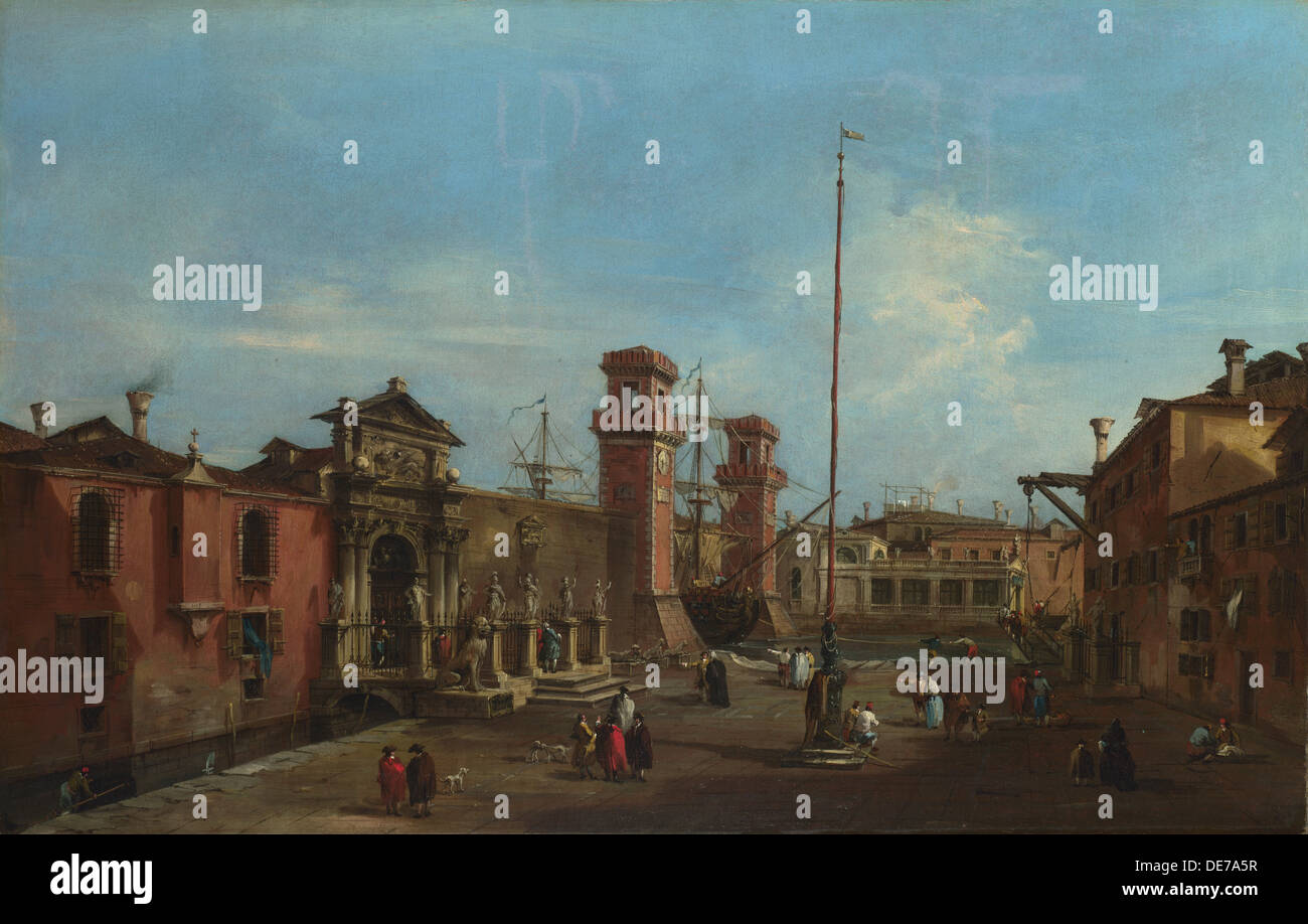Venezia. L'Arsenal, 1755 - 1760. Artista: Guardi, Francesco (1712-1793) Foto Stock
