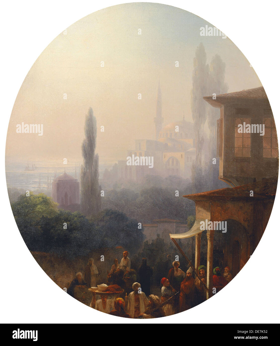 Una scena di mercato a Costantinopoli, con l'Hagia Sophia al di là, 1860. Artista: Aivazovsky Ivan Konstantinovich (1817-1900) Foto Stock