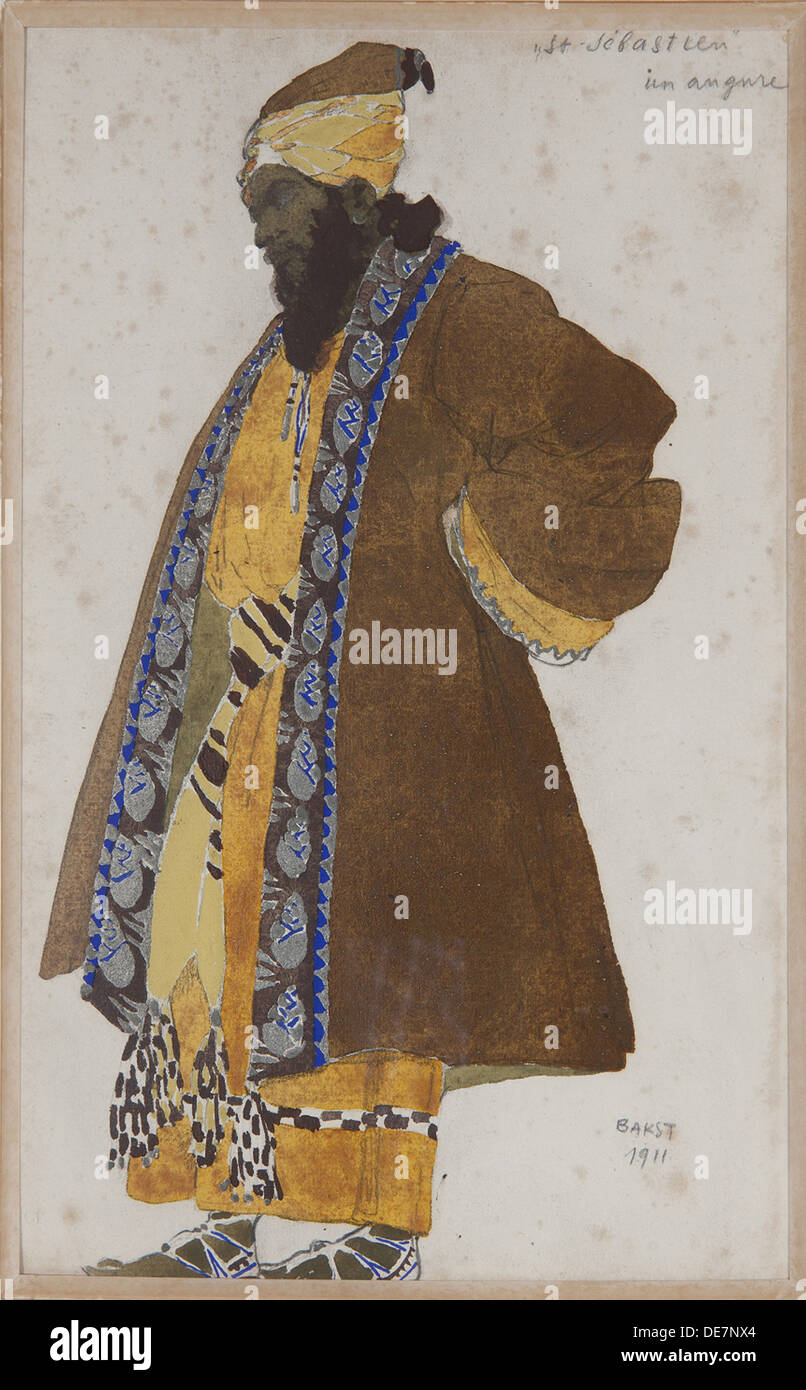 Costume Design per il gioco il Martirio di San Sebastiano di Gabriele D'Annunzio, 1911. Artista: Bakst, Léon (1866-1924) Foto Stock