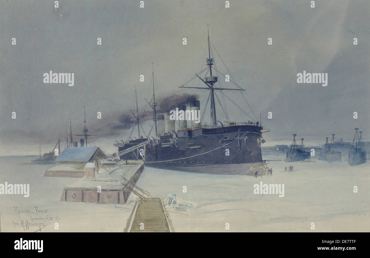 Incrociatore Corazzato Rossia, 1897. Artista: Isenberg, Konstantin Vasilyevich (1859-1911) Foto Stock