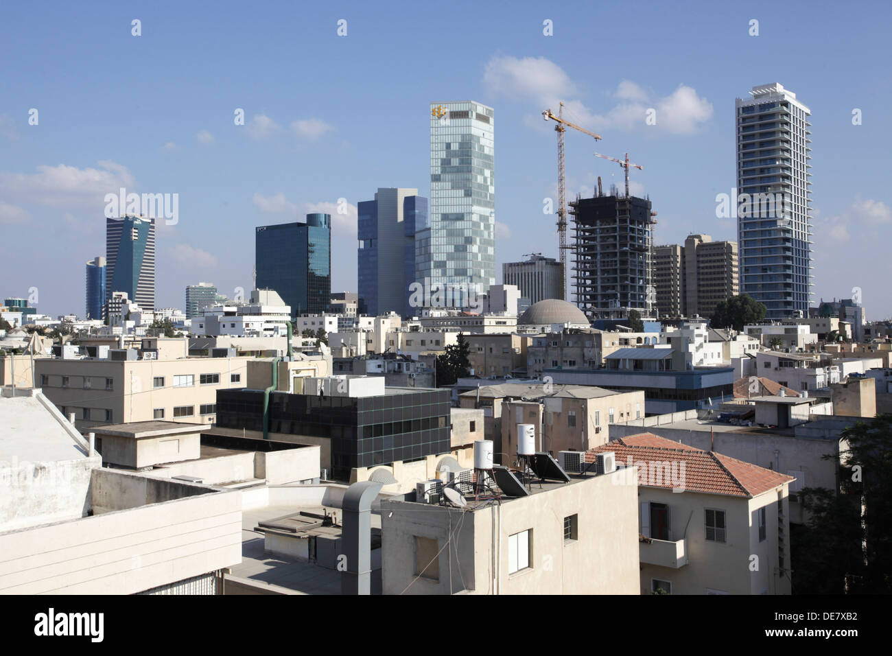 Vista in elevazione dei tetti, Tel Aviv, Israele Foto Stock