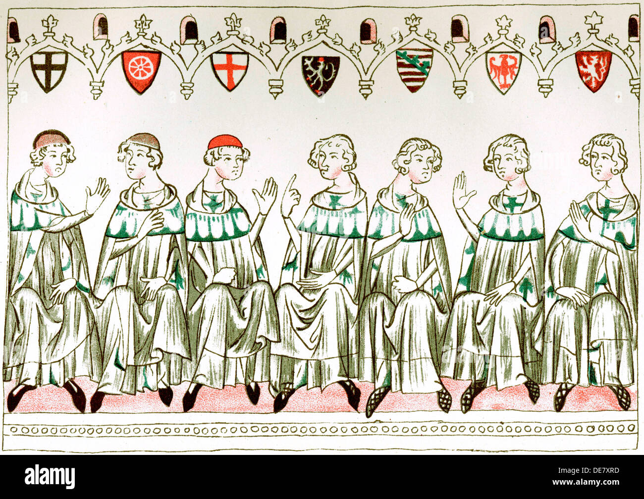 Sette Principe elettori di votare per Enrico VII Imperatore del Sacro Romano Impero, 1341. Foto Stock