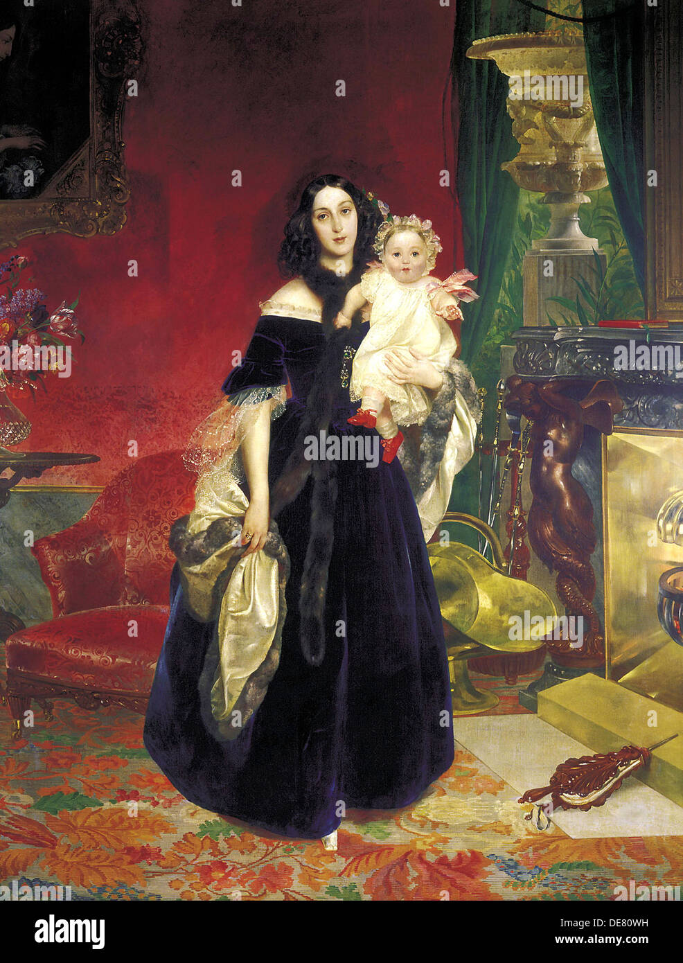 Maria Arkadyevna (Stolypina) Beck (1819-1889) con sua figlia, 1840. Foto Stock