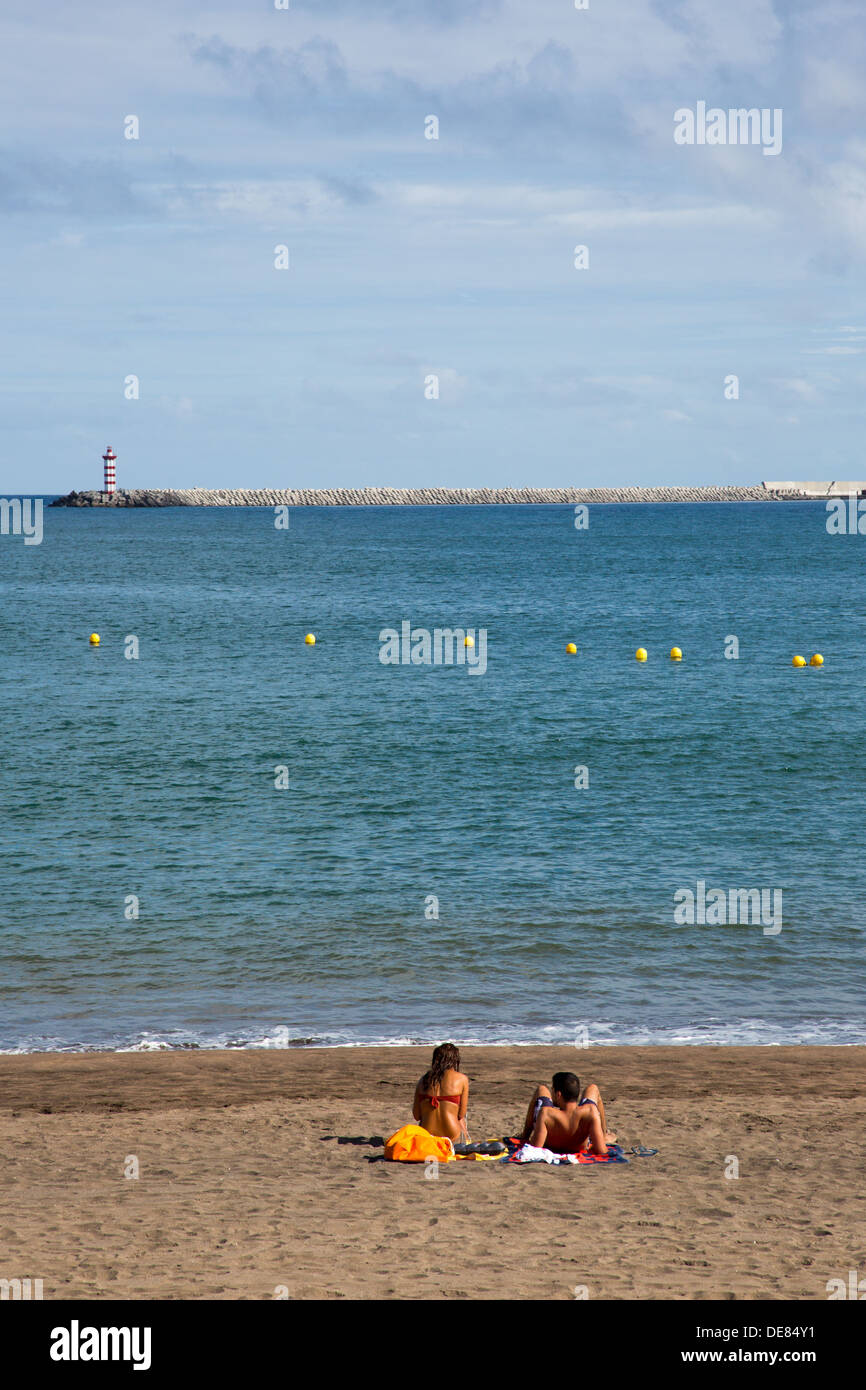Praia da Vitória , Ilha Terceira , Açores, Terceira island , Azzorre , Beach Foto Stock