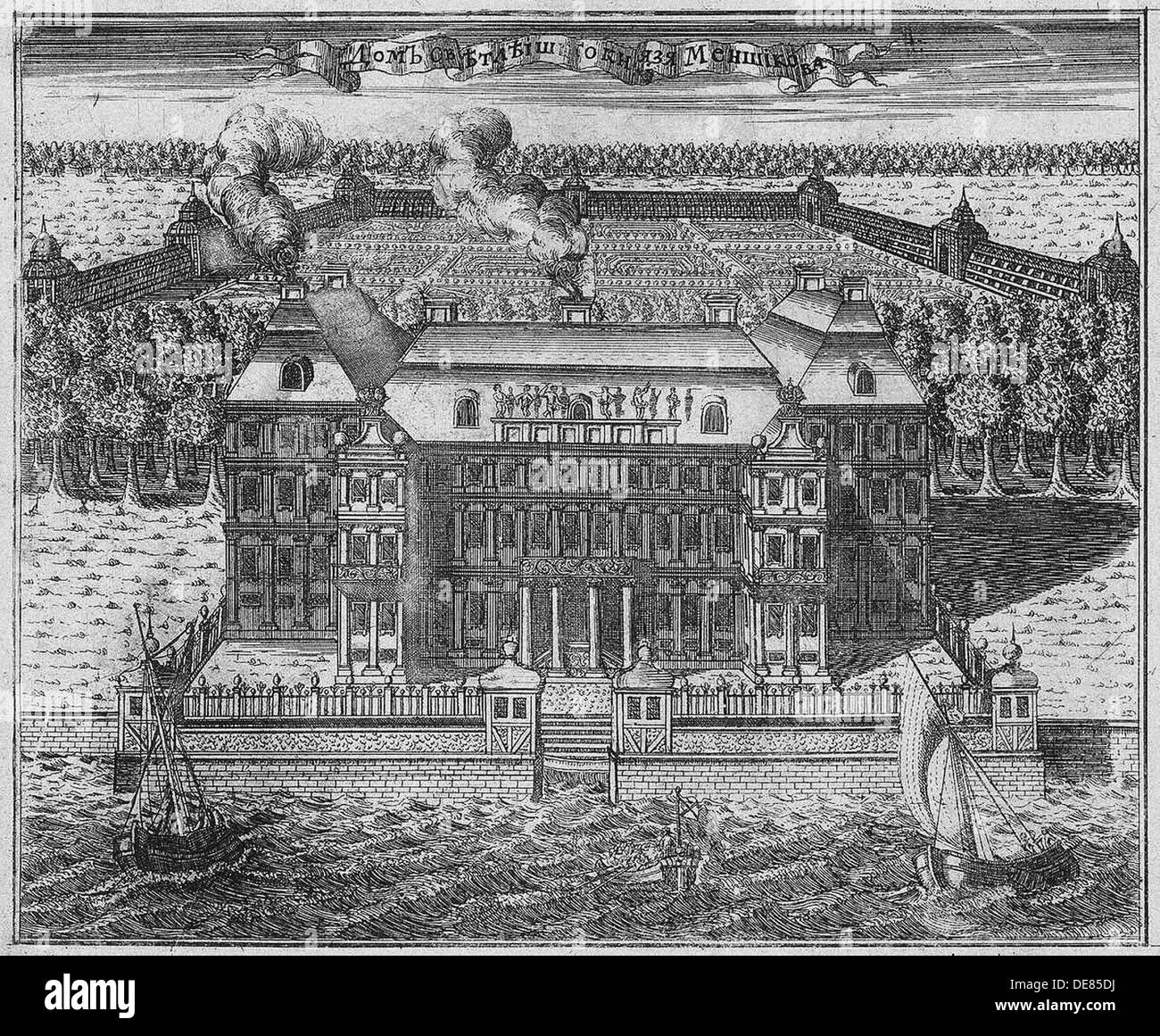 Il palazzo del principe Alexander Danilovich Menšikov, Generalissimo, principe del Sacro Romano Impero e il duca, 1717. Artista: Zubov, Alexei Fyodorovich Foto Stock