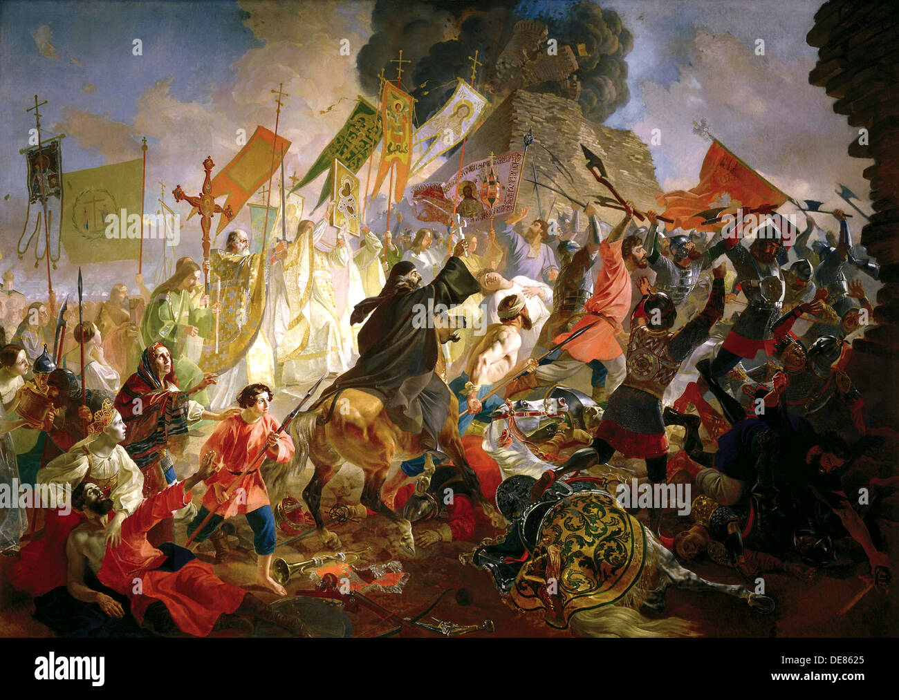 "L'Assedio di Pskov da Stephen Báthory nel 1581', 1839-1843. Artista: Karl Briullov Foto Stock