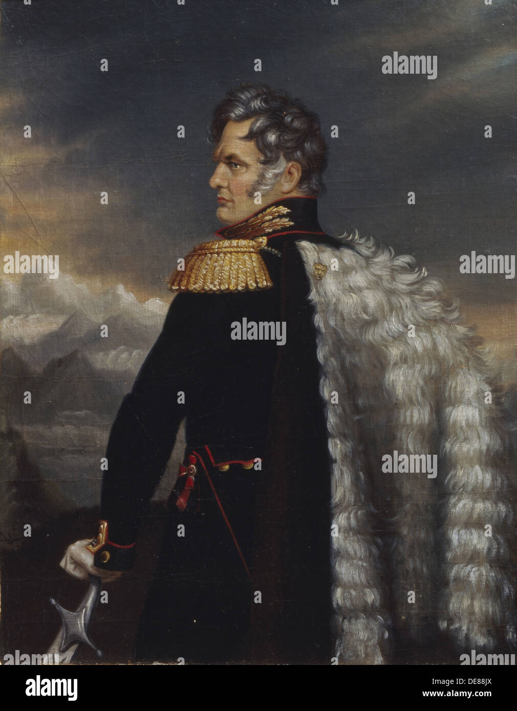 Ritratto del comandante in capo dell'esercito russo sul Caucaso Aleksey Yermolov (1777-1861), 1825. Artista: Anonimo, XVIII secolo Foto Stock