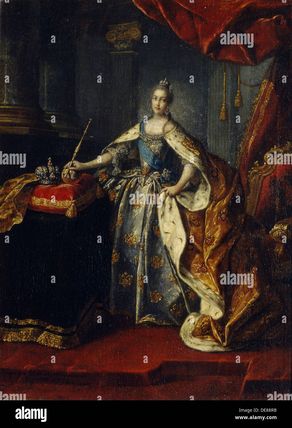 Ritratto di imperatrice Caterina II (1729-1796), 1762. Artista: Antropov, Alexei Petrovich (1716-1795) Foto Stock