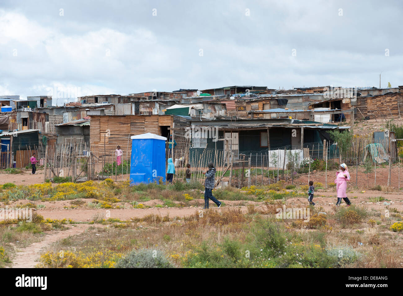 Un nuovo insediamento lungo l'autostrada N2 nella Western Cape del Sud Africa Foto Stock