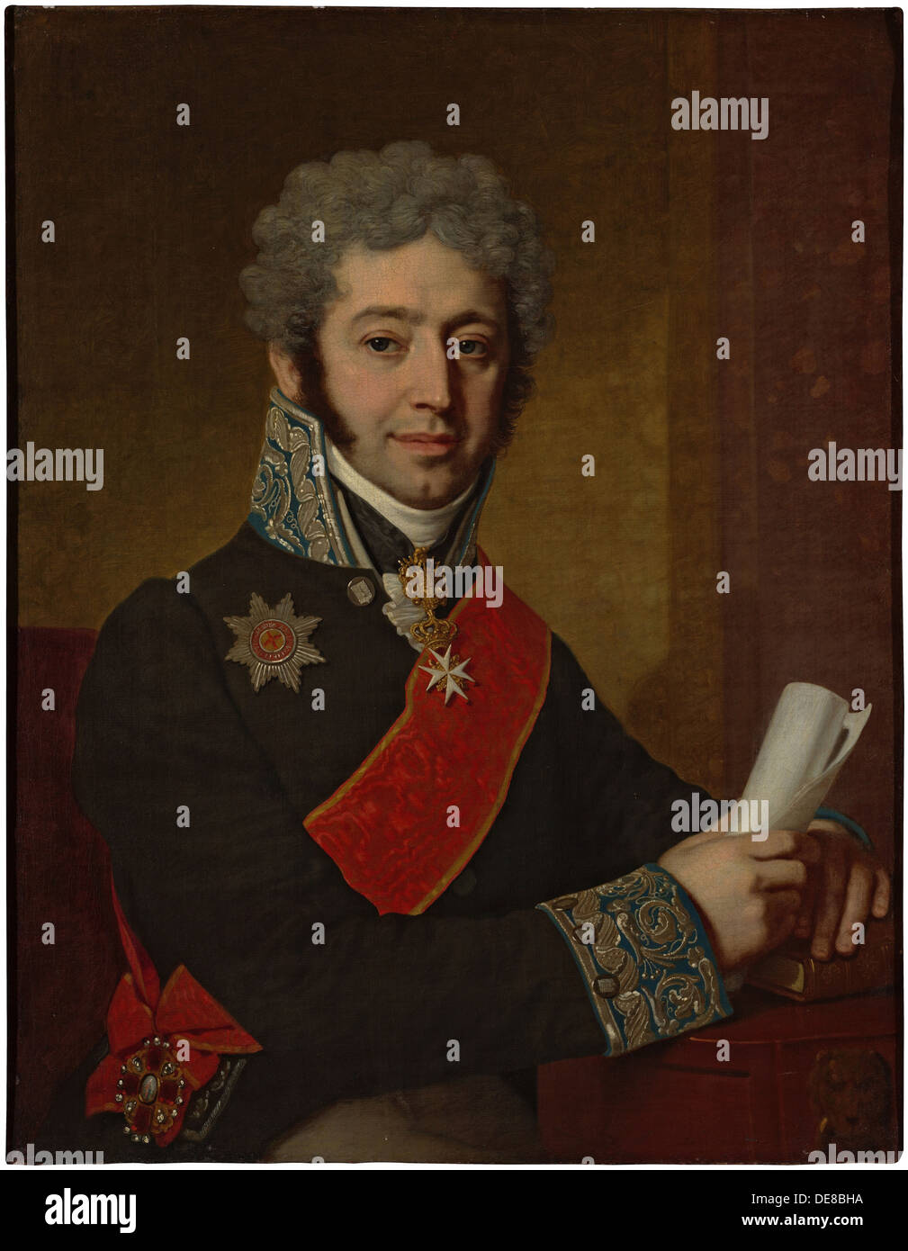 Ritratto del Principe Alessio Alexeyevich Dolgoruky (1775-1834), 1811. Artista: Borovikovsky, Vladimir Lukich (1757-1825) Foto Stock