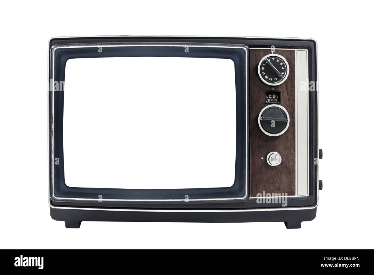 Vintage televisore portatile con schermo vuoto e percorso di clipping. Foto Stock