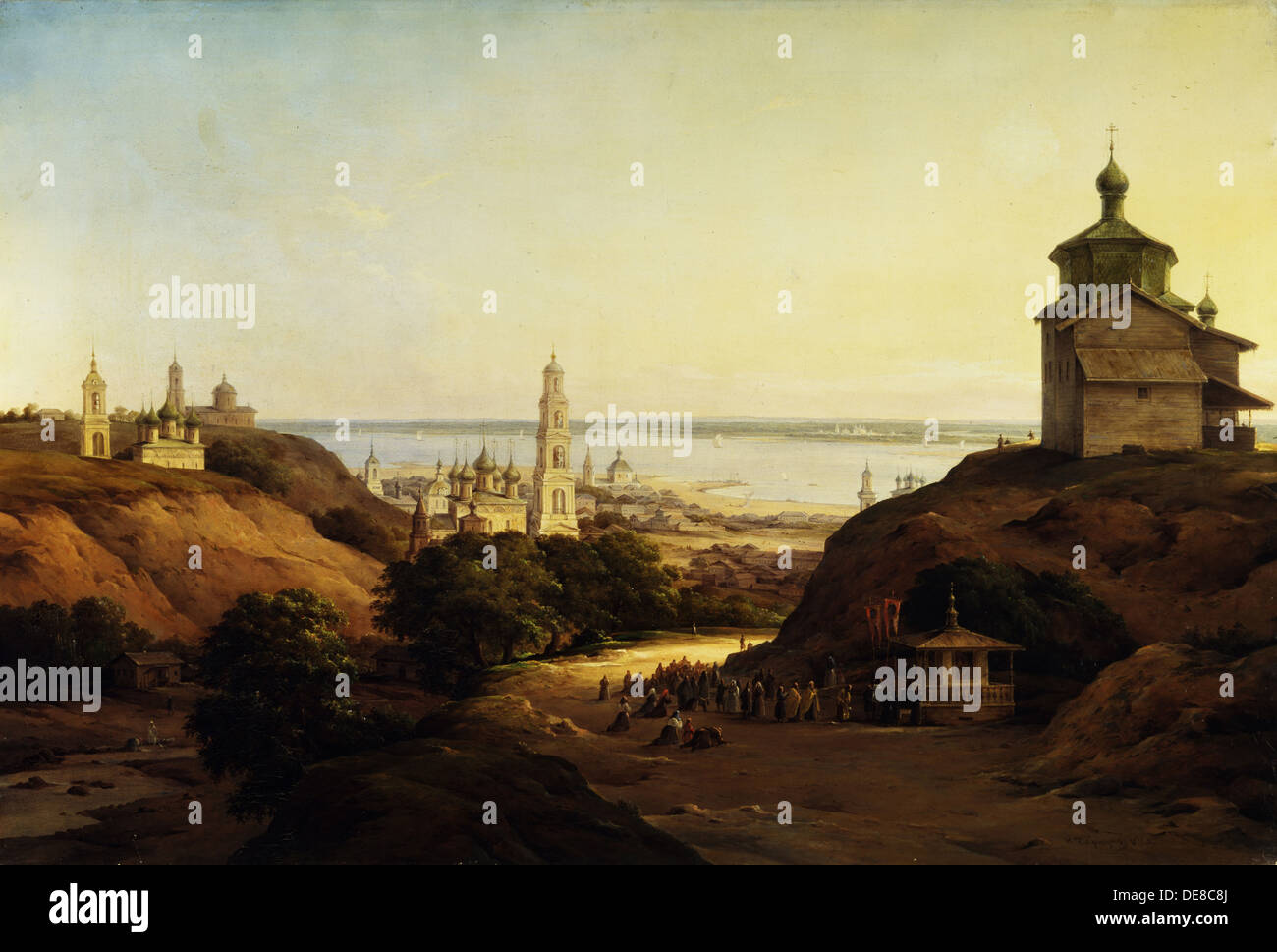 Vista di Yuryev-Povolzhsky, 1851. Artista: Chernetsov, Nikanor Grigoryevich (1805-1879) Foto Stock
