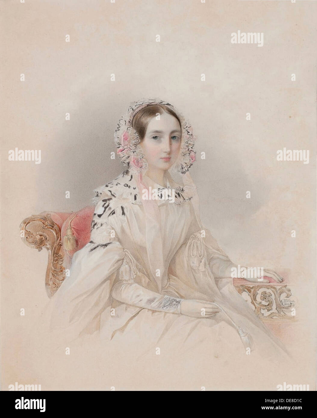 Ritratto della Principessa Teresa di Nassau-Weilburg (1815-1871), 1838. Artista: Hau (Gau), Vladimir Ivanovich (1816-1895) Foto Stock