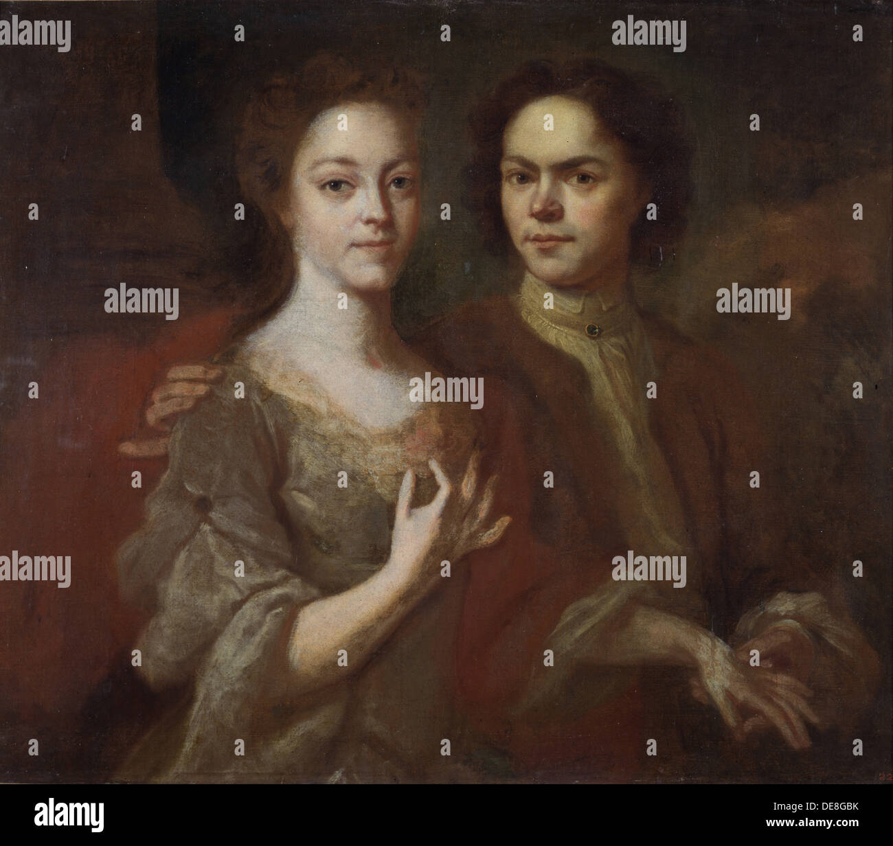 Autoritratto con la moglie, c. 1729. Artista: Matveyev, Andrei Matveyevich (1701-1739) Foto Stock