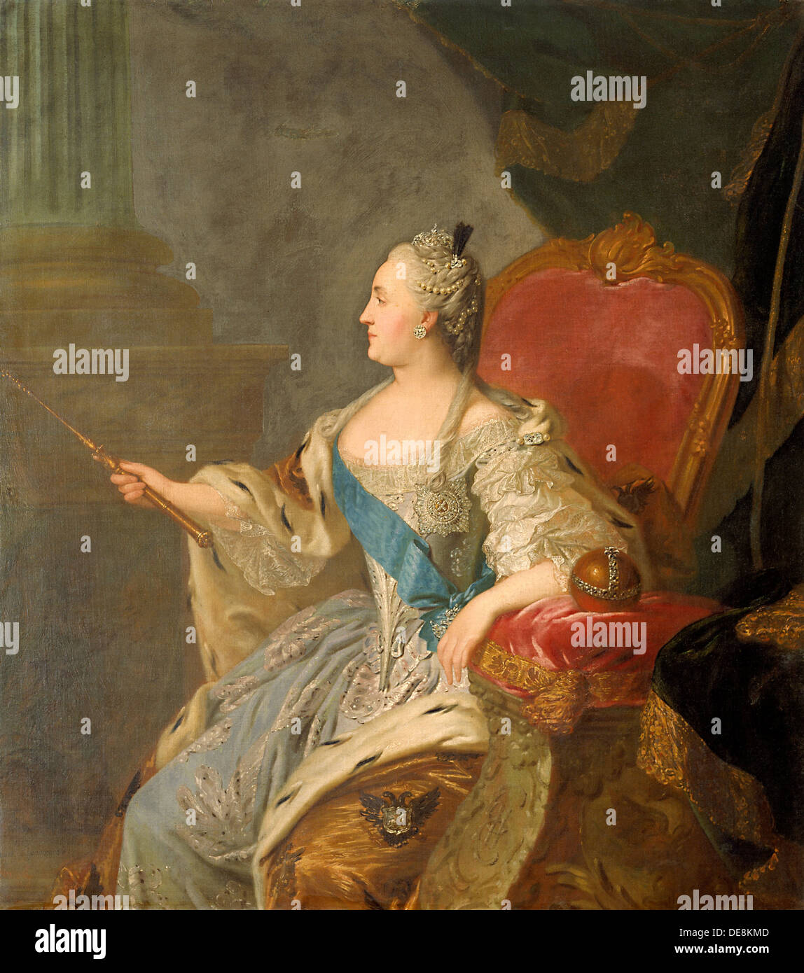 Ritratto di imperatrice Caterina II (1729-1796), 1763. Artista: Rokotov, Fëdor Stepanovic (1735-1808) Foto Stock