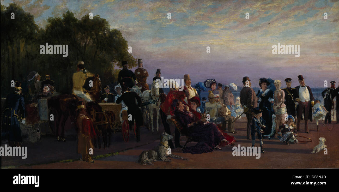 Allo Spiedo dell isola (Strelka), 1870s. Artista: Savitsky, Konstantin Apollonovich (1844-1905) Foto Stock