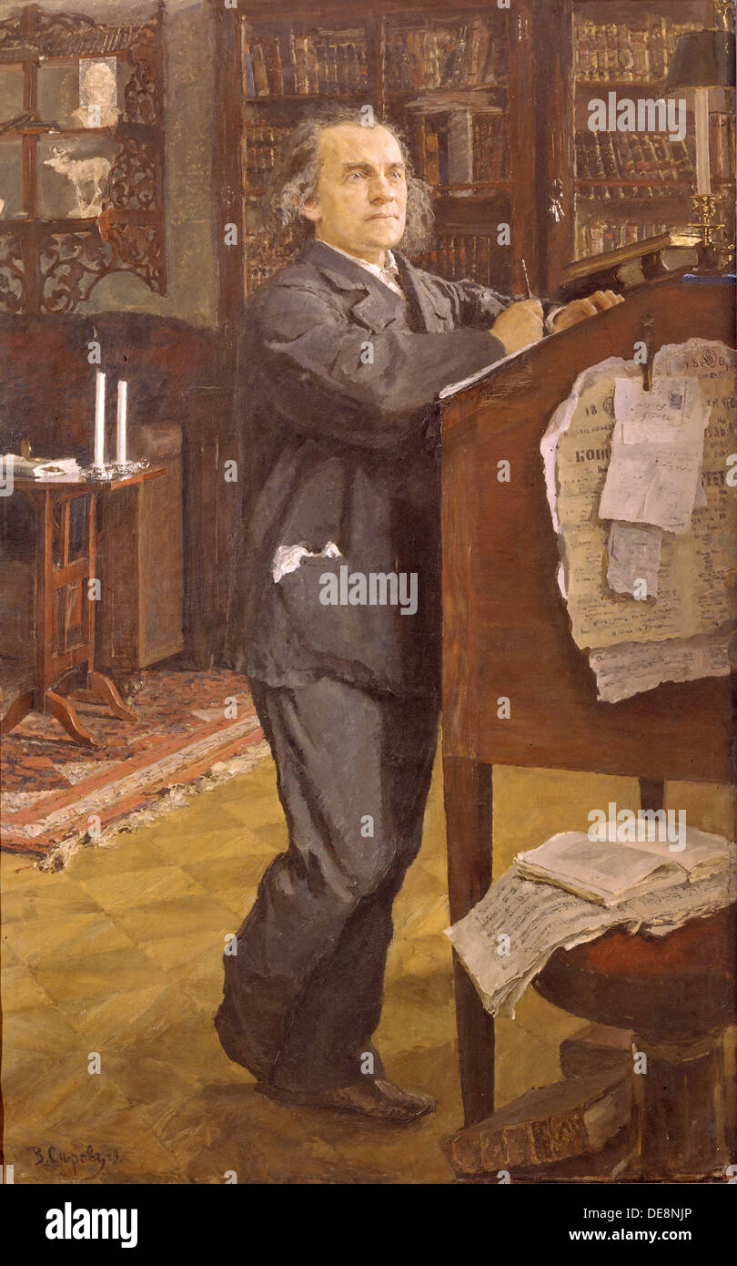 Ritratto del compositore Alexander Serov (1820-1871), 1889. Artista: Serov, Valentin Alexandrovich (1865-1911) Foto Stock