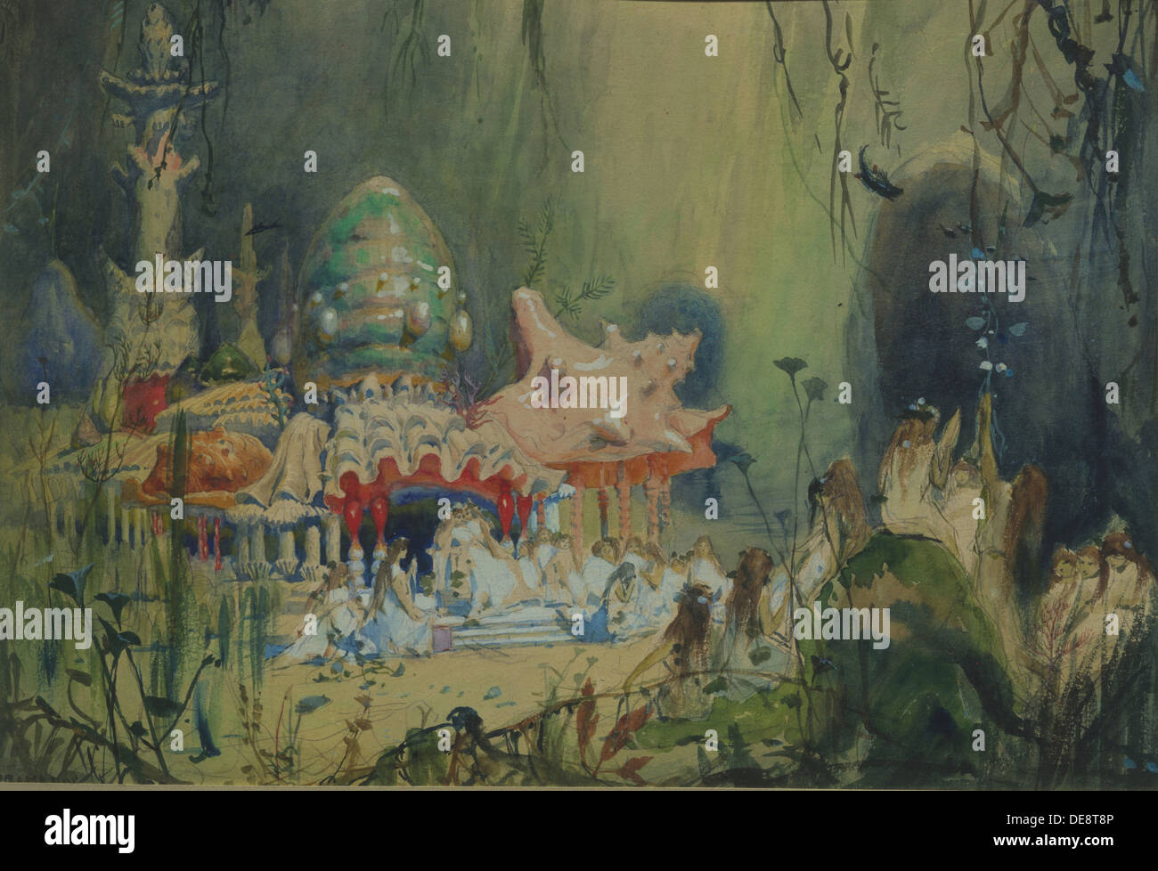 Regno subacqueo. Fase di progettazione per l'opera Rusalka di A. Dargomyzhsky, 1884. Artista: Vasnetsov, Viktor Mikhaylovich (1848-1926) Foto Stock