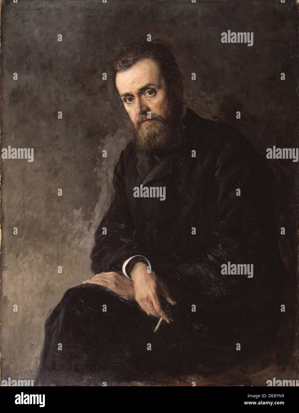 Ritratto di autore Gleb Uspensky (1843-1902), 1884. Artista: Yaroshenko, Nikolai Alexandrovich (1846-1898) Foto Stock