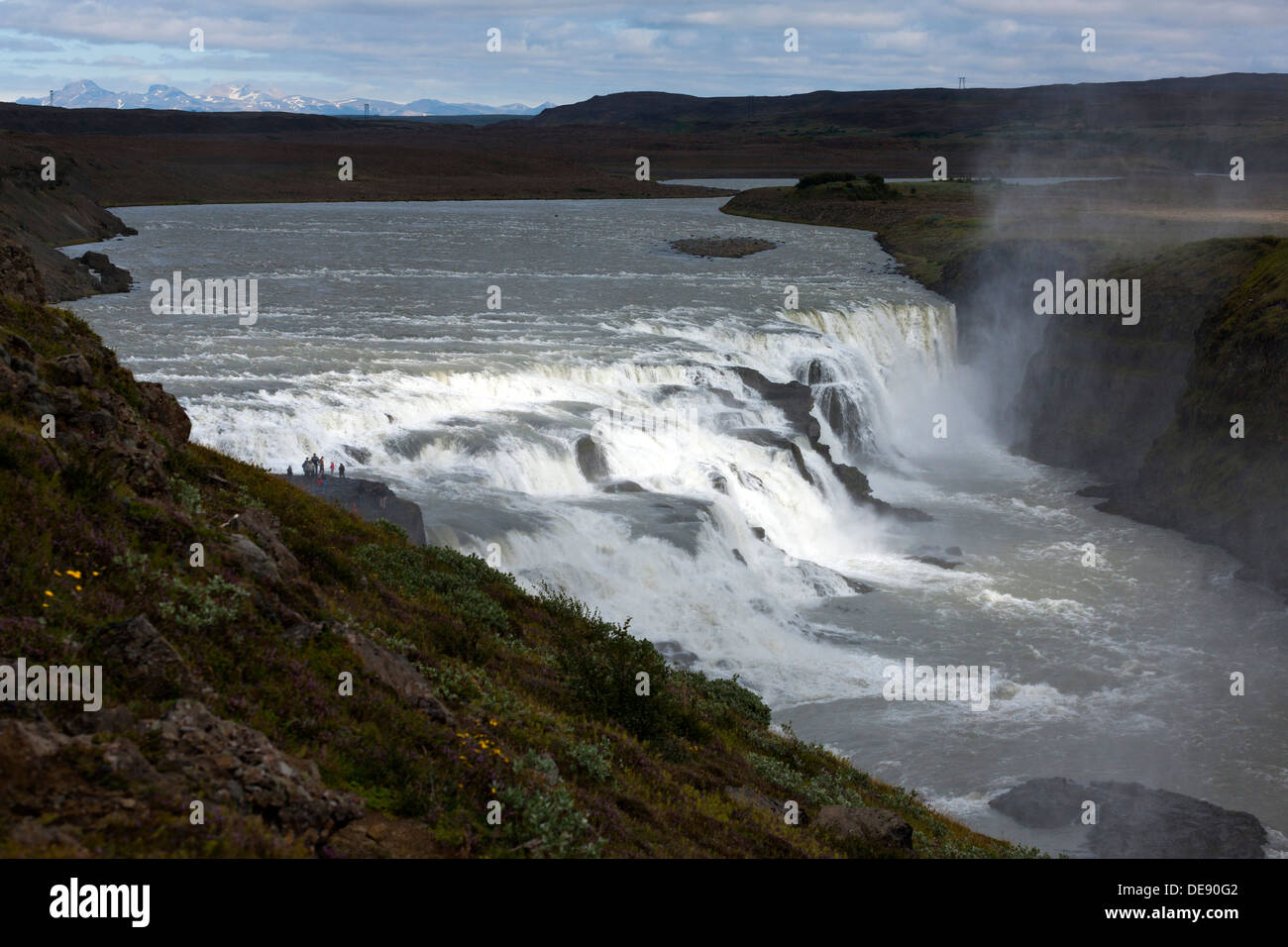 Cascata di Gulfoss, fiume Hvita Islanda Foto Stock