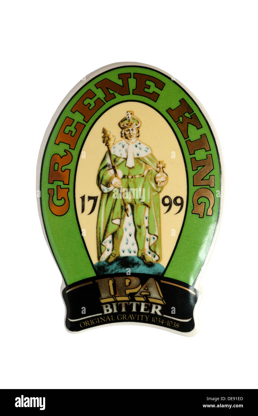 Una birra fascetta della pompa per la Greene King IPA amaro. Foto Stock