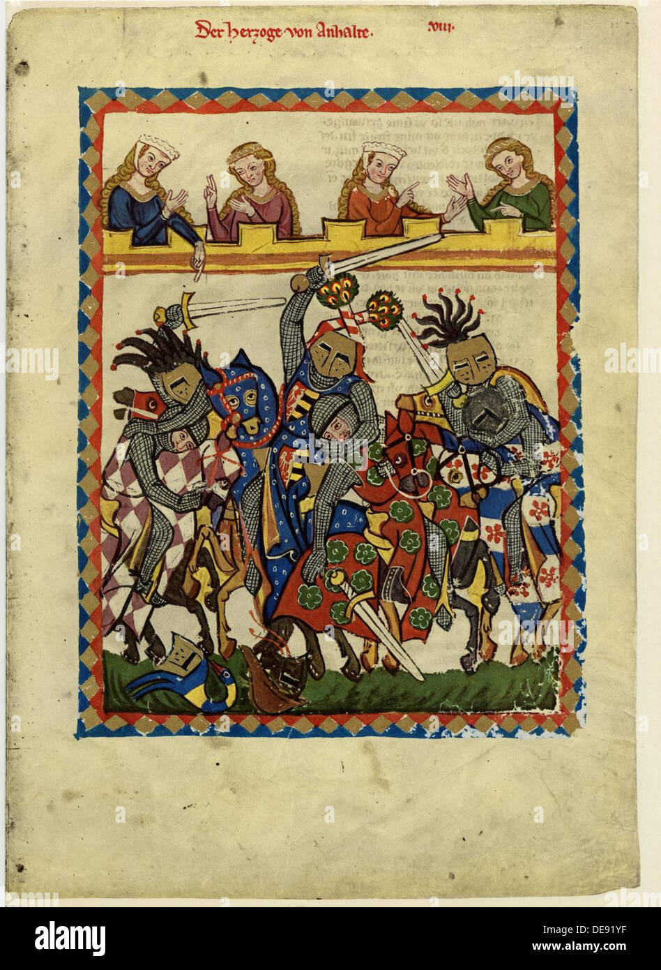 Henry Ho, Conte di Anhalt (dal Codex Manesse), tra 1305 e 1340. Artista: Anonimo Foto Stock