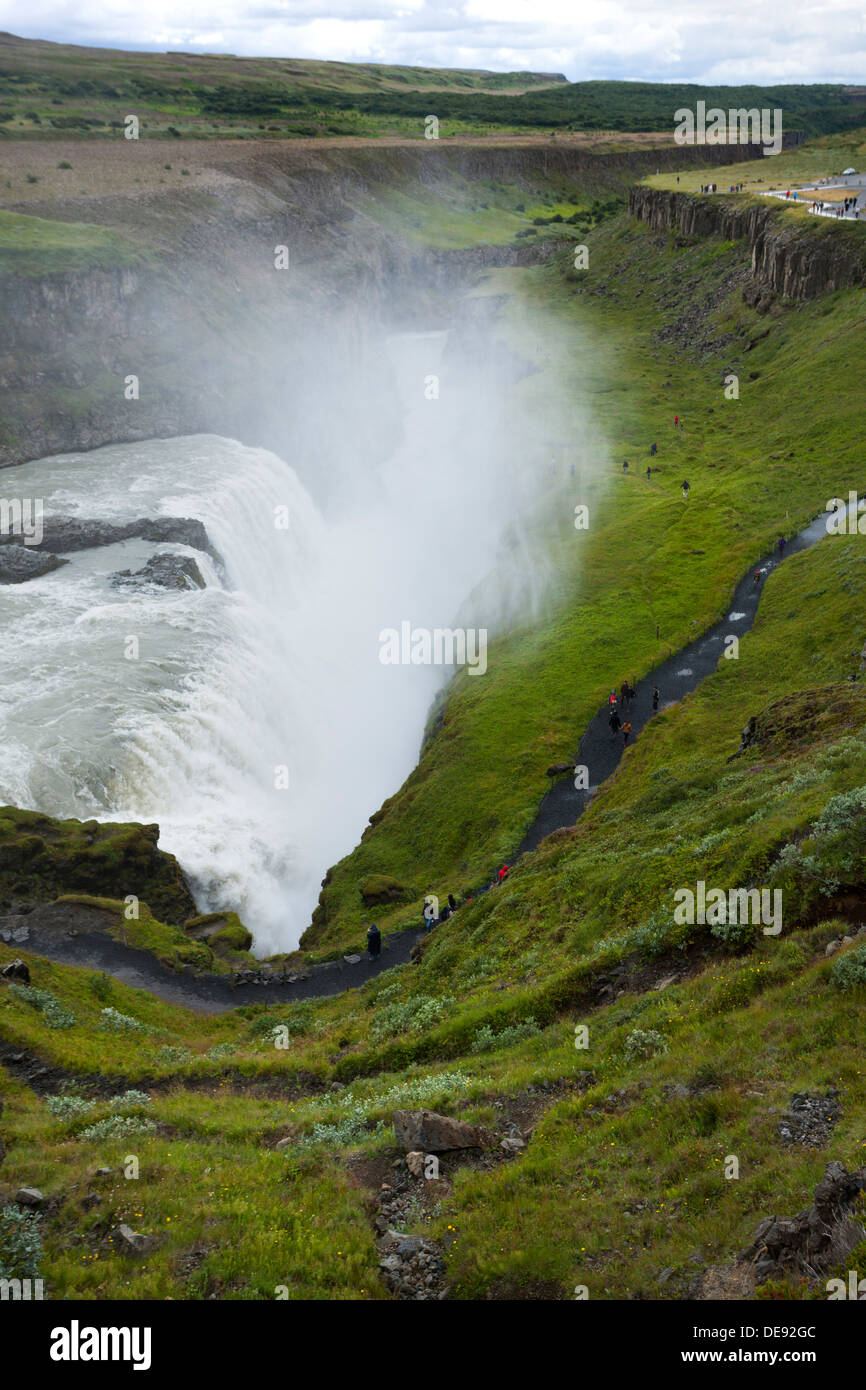 Cascata di Gulfoss, fiume Hvita Islanda Foto Stock