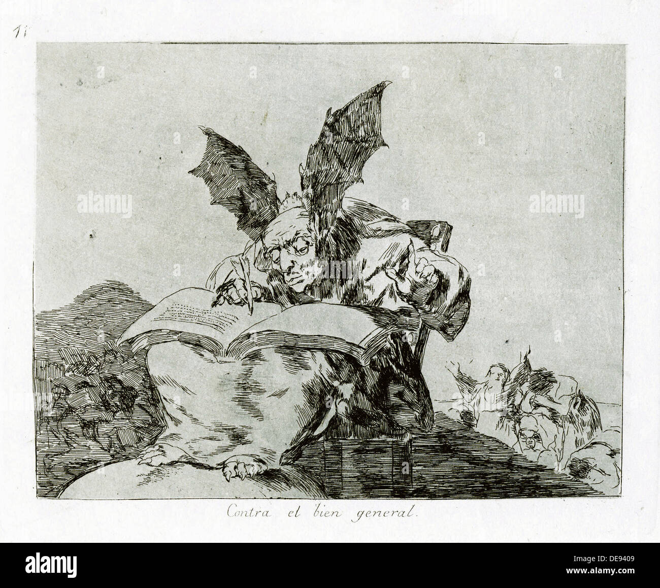 Contra el bien generale (contro il bene comune). Piastra 71 dai disastri della guerra (Los Desastros de la guerra), 1810-1820. Artista: Goya, Francisco, Foto Stock
