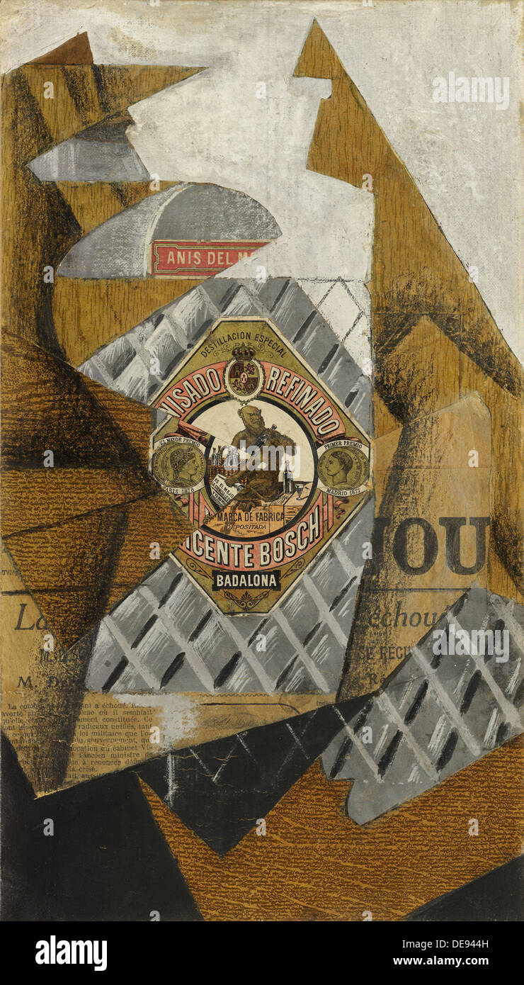 La bottiglia di Anís del Mono (La bouteille d'anis), 1914. Artista: Gris, Juan (1887-1927) Foto Stock