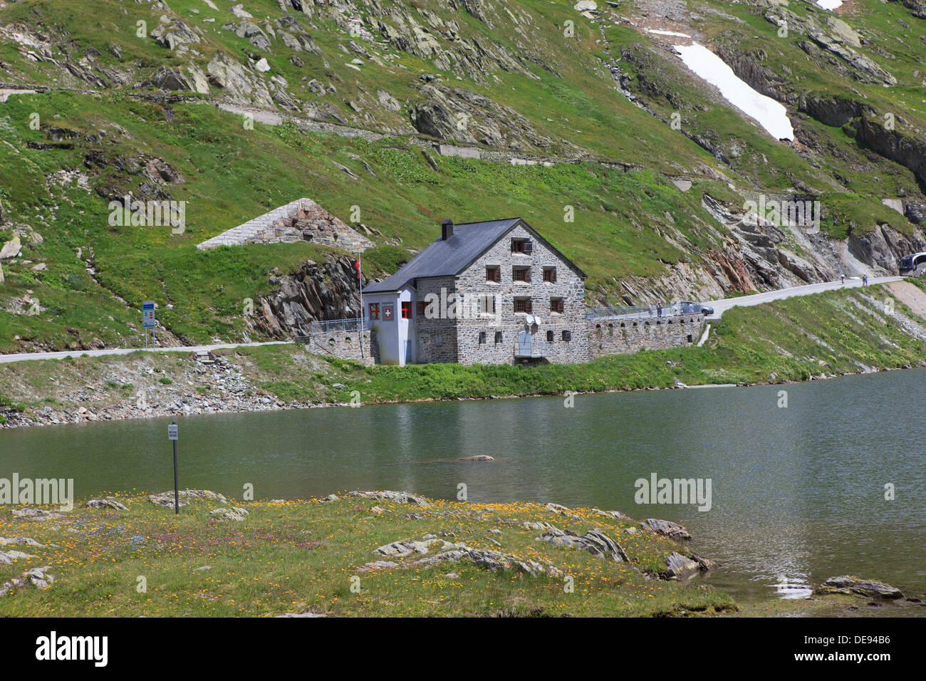 Il confine tra Italia e Svizzera, st. Bernhard Pass Foto Stock