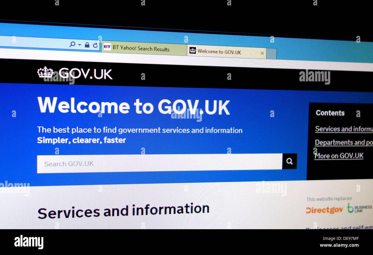 Il Gov.UK sito web Foto Stock