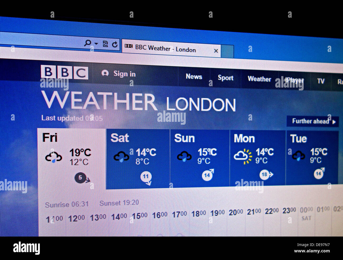 La BBC weather web site Foto Stock