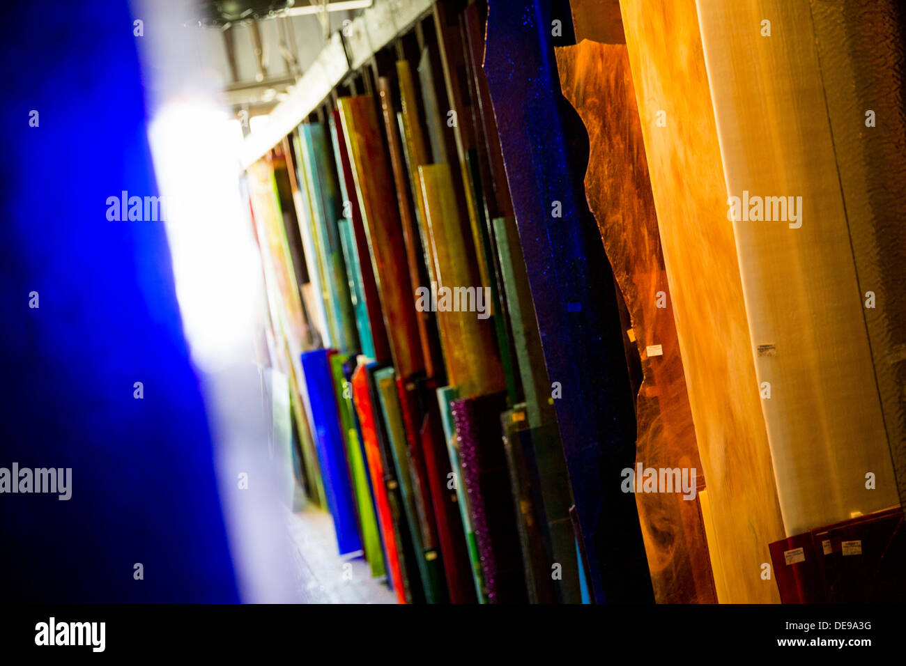 Pannelli a vetrata in deposito presso il vetro Wissmach azienda fabbrica. Foto Stock