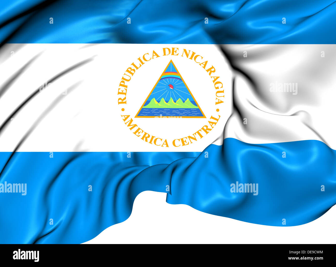 Bandiera del Nicaragua. Close up. Foto Stock