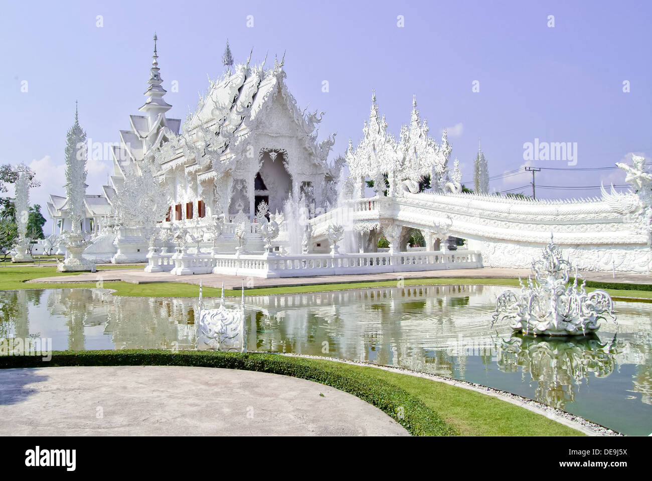 Architettura arte asia asian bella blu buddha buddismo buddisti carving chiang chiangrai chiesa cultura artigianato decorazioni di morte Foto Stock