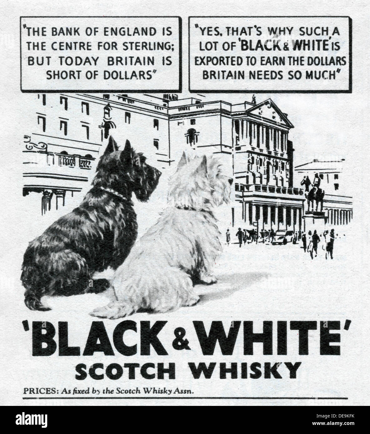 1947 Annuncio per Black & White Scotch whisky Foto Stock
