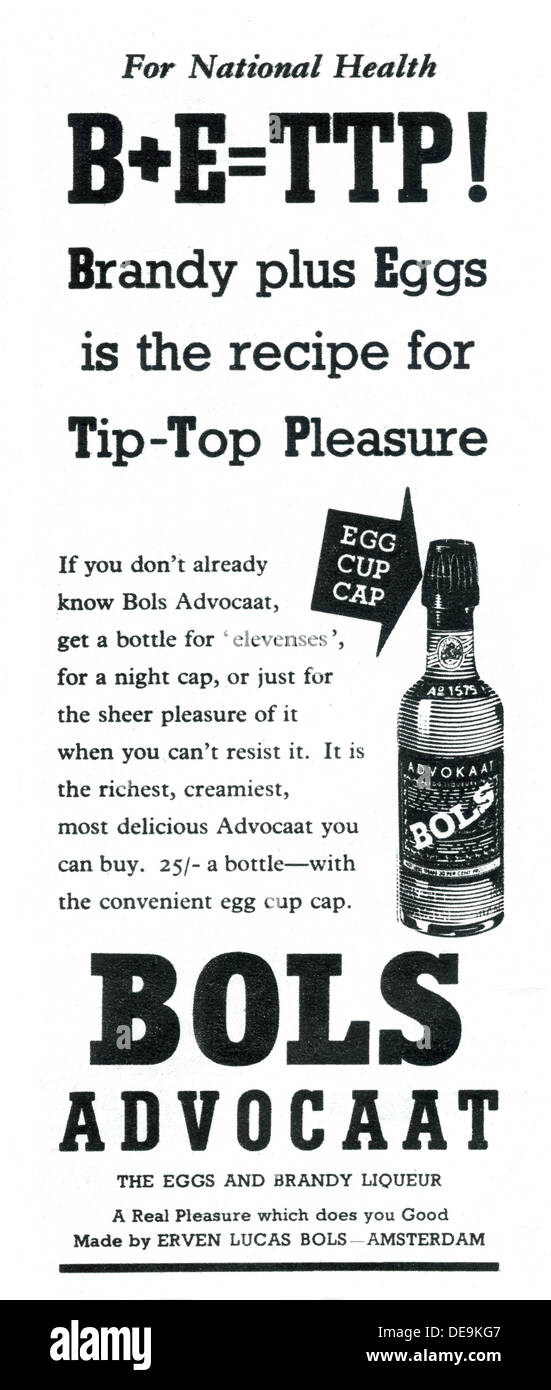 1953 UK advert per Bols Advocaat Foto Stock