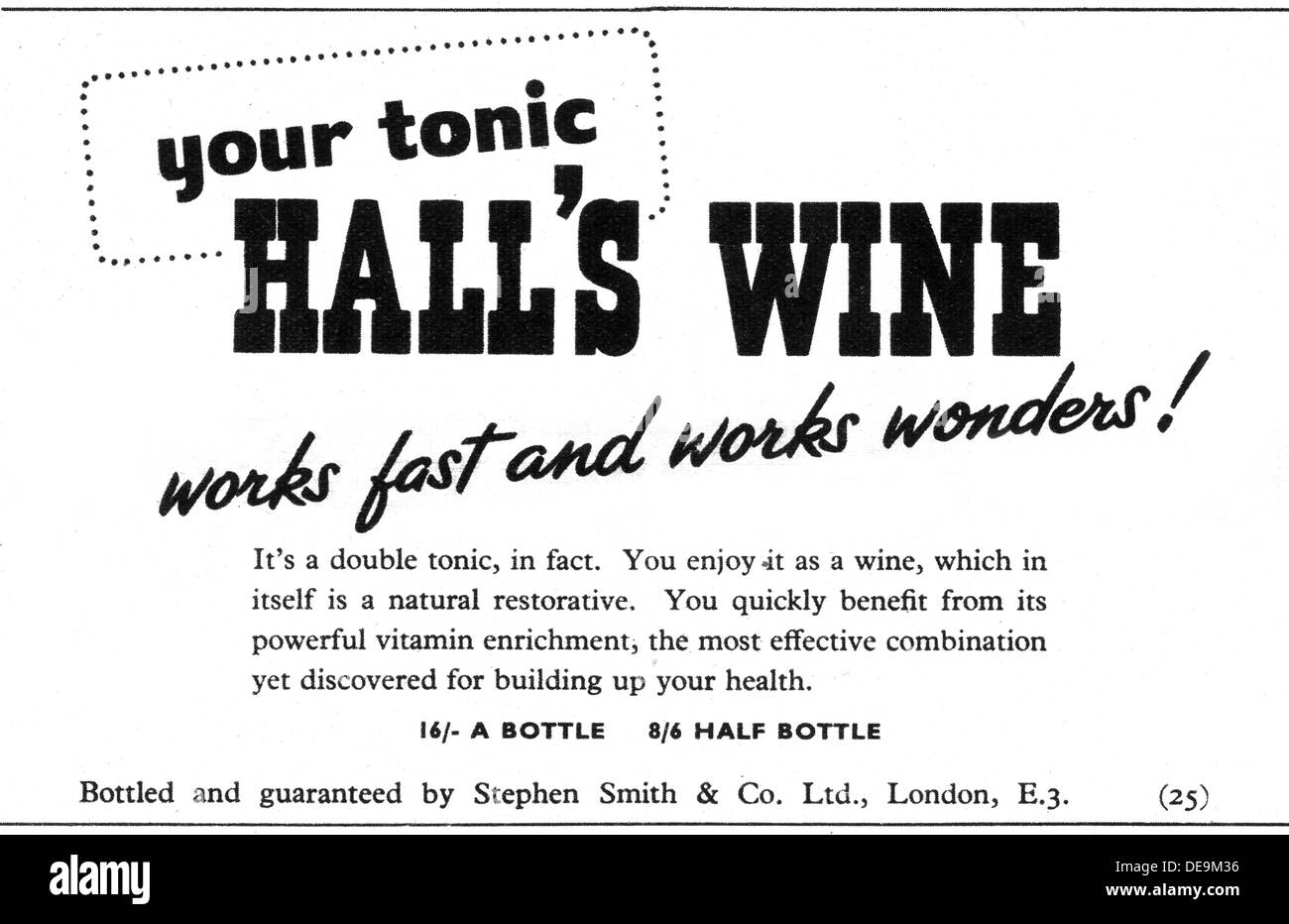 1953 annuncio del Regno Unito per la sala del Vino Foto Stock