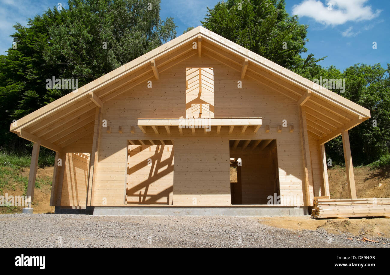 Casa in legno costruzione Foto Stock