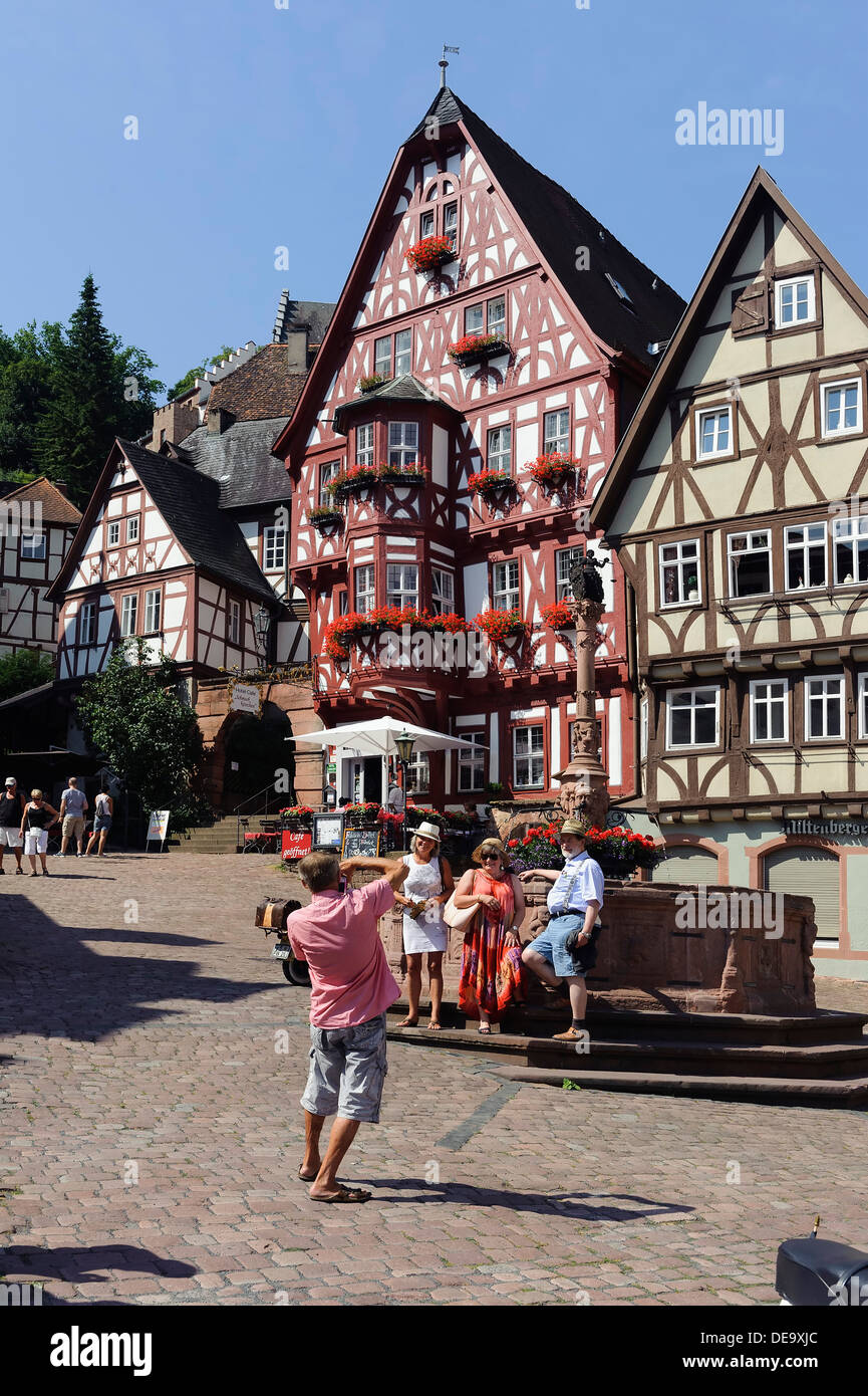 Luogo di mercato (Schnatterloch) a Miltenberg in Franconioa inferiore, Baviera Germania Foto Stock