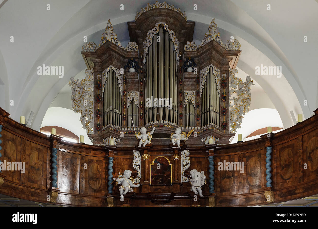 Dauphin-Organ nella chiesa protestante di Kleinheubach su Main, Baviera, Germania Foto Stock