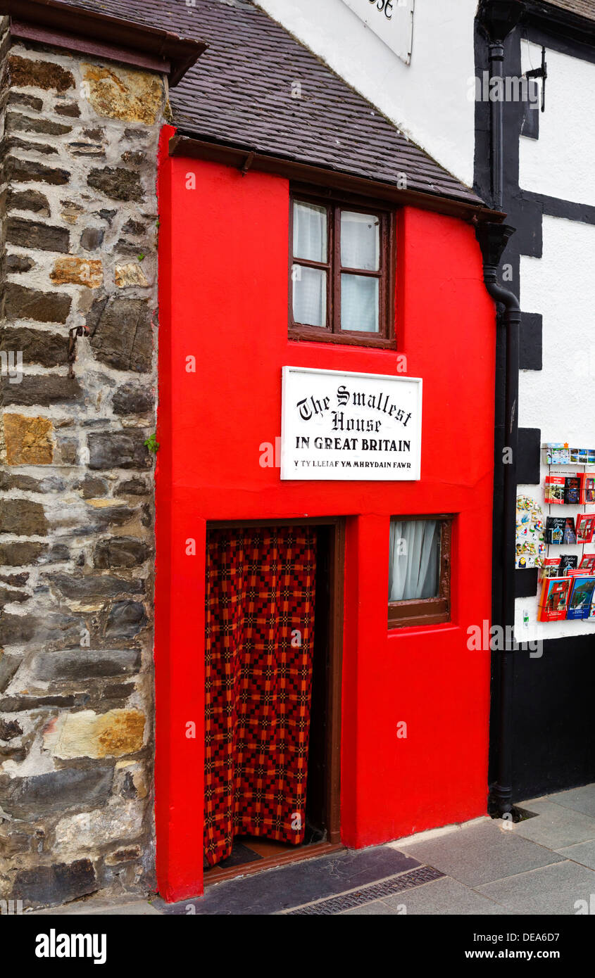 La più piccola casa in Gran Bretagna sul porto a Conwy, Galles del Nord, Regno Unito Foto Stock