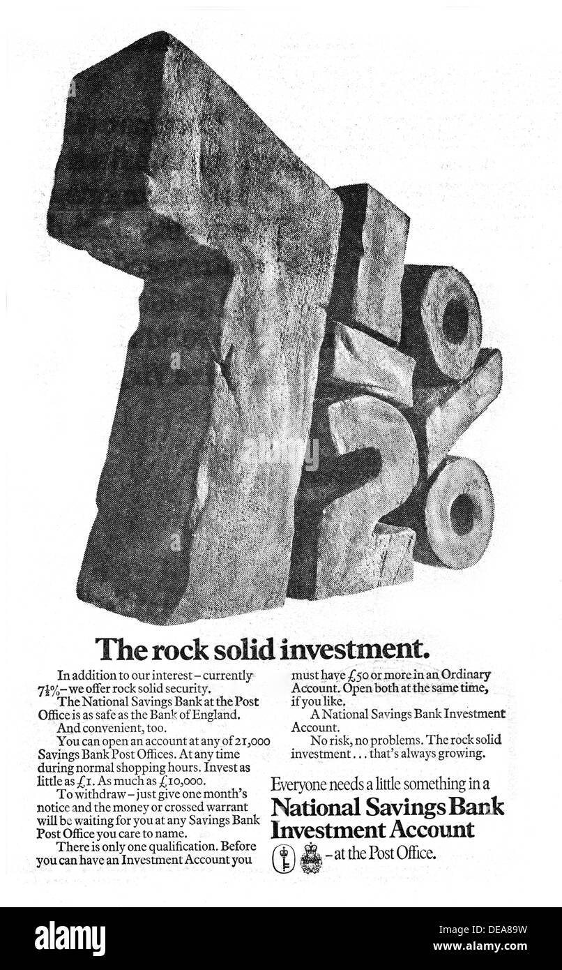 7.5% tasso di interesse nel 1971 nel Regno Unito dal National Savings Bank Foto Stock