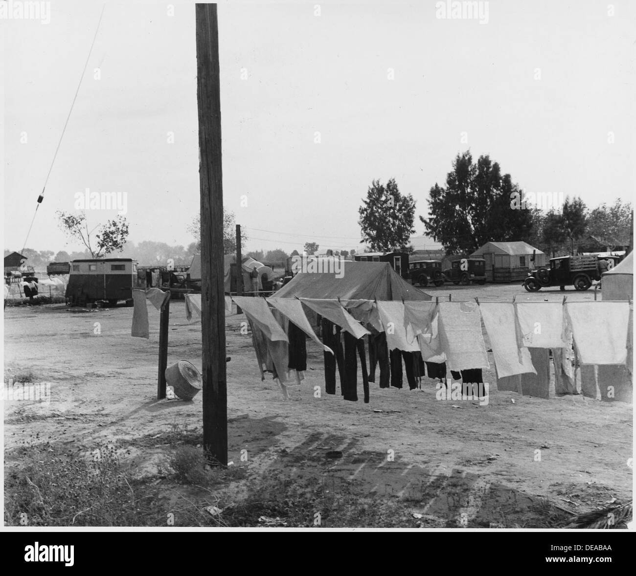 Un campo auto a Chandler, Maricopa County, Arizona, fornì alloggi temporanei per raccoglitori di cotone durante la stagione del raccolto all'inizio del XX secolo. Foto Stock