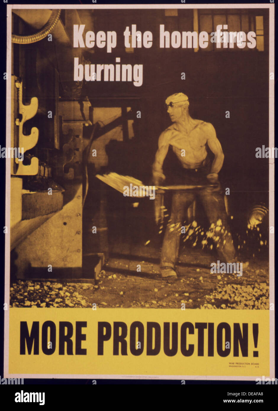 Un'immagine promozionale per la canzone "Keep the Home Fires Burning", che illustra i suoi temi patriottici e richiama il morale durante gli sforzi di produzione in tempo di guerra. Foto Stock