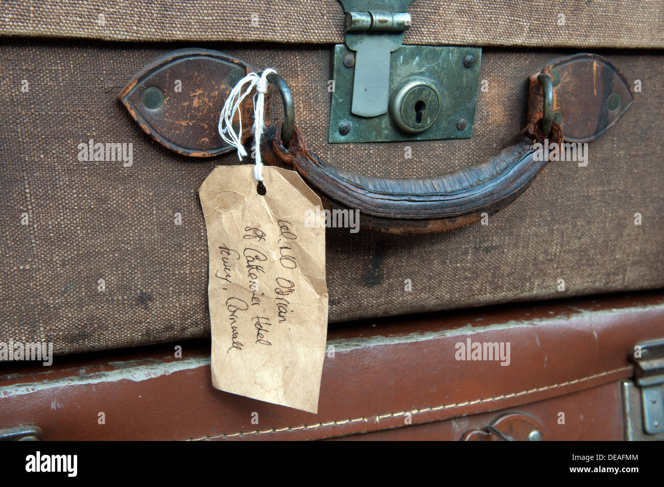 Severn Valley Railway, vecchia valigia sulla stazione a Kidderminster Foto Stock