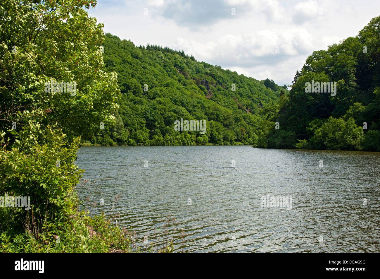 Nella Saar valley, big loop della Saar fiume vicino a Mettlach, Saarland Foto Stock